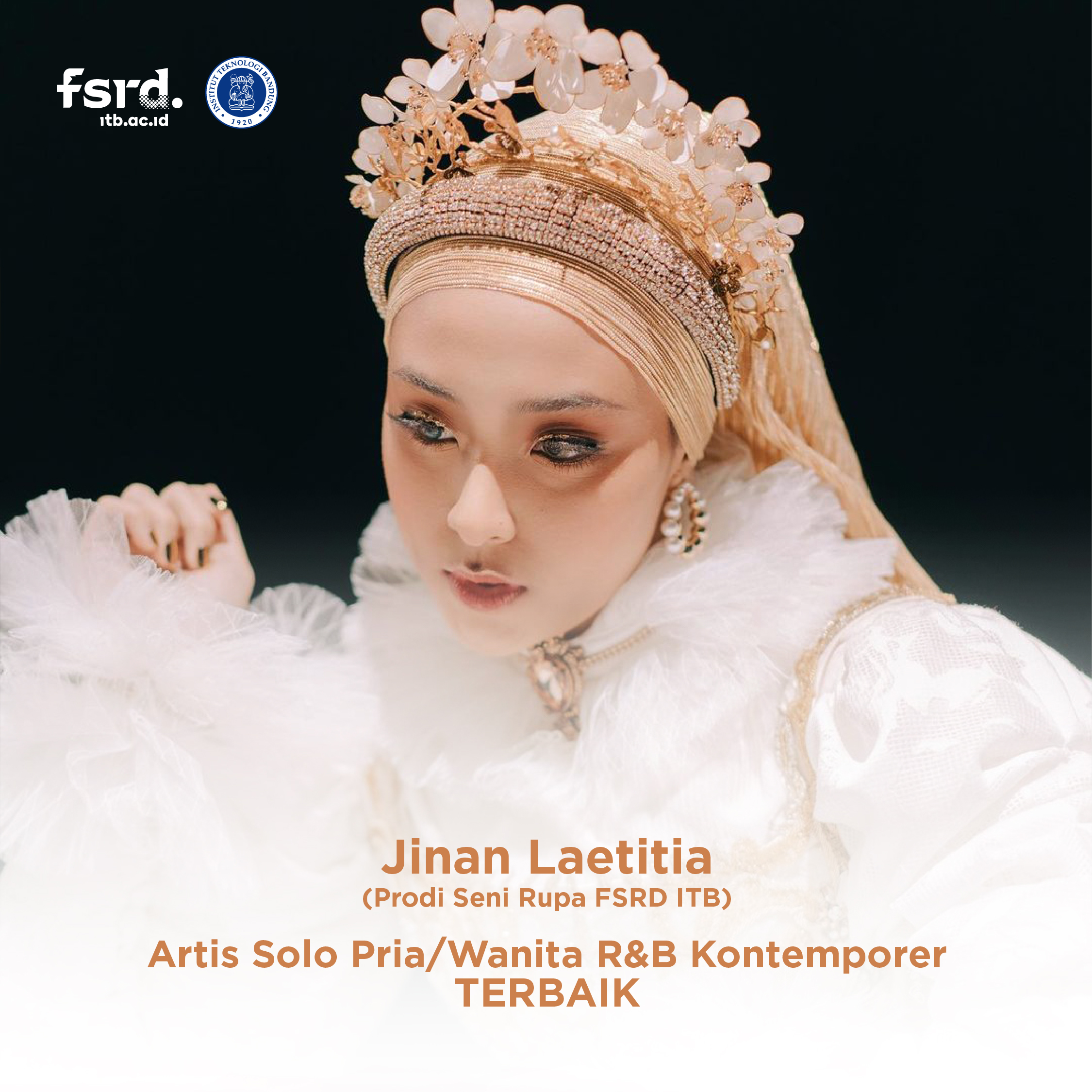 Jinan Laetitia was selected as the Best Contemporary R&B Male/Female Solo Artist at the 25th Indonesian Music Award
